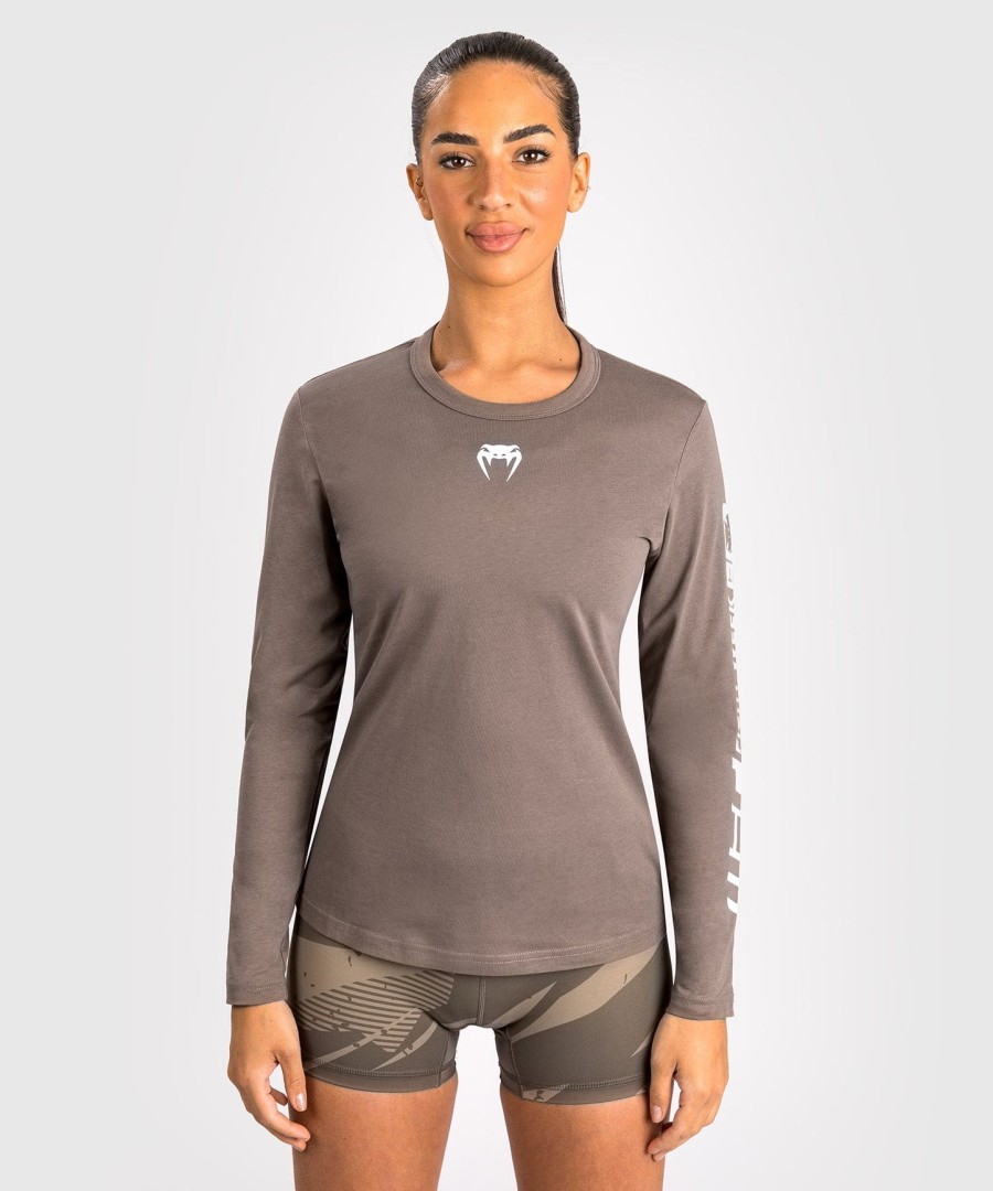 ufc adrenaline by venum fight week damen langarm-baumwoll-t-shirt – bronze