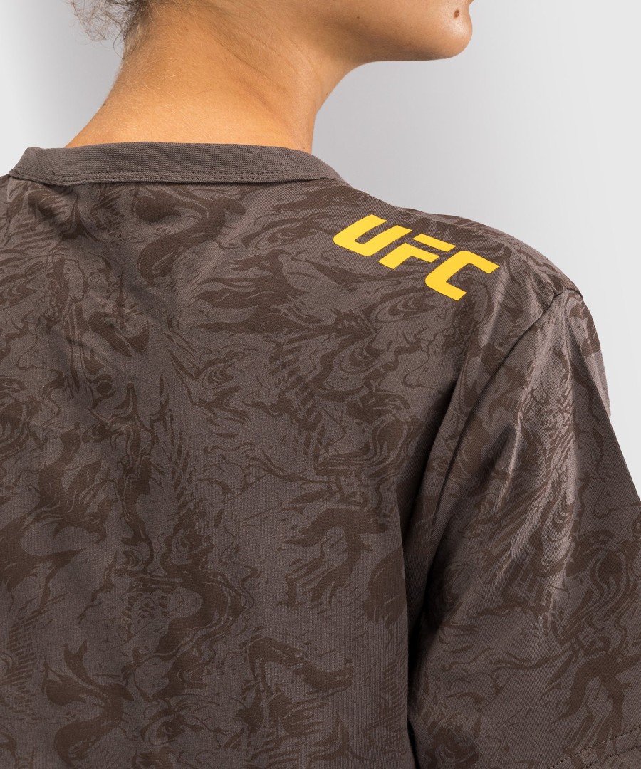 ufc fusion by venum fight week damen kurzarm-baumwoll-t-shirt – erdbraun