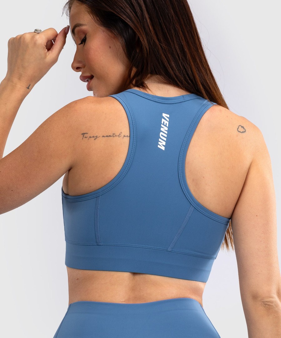 venum essential damen sport-bh mit mittlerem halt – sturmblau