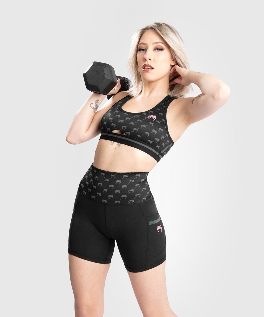 venum monogram kompressionsshorts – für damen – schwarzrosa gold