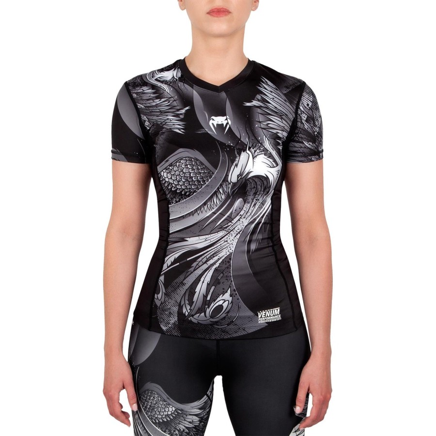 venum phoenix rashguard – kurzarm – schwarzweiß – für damen