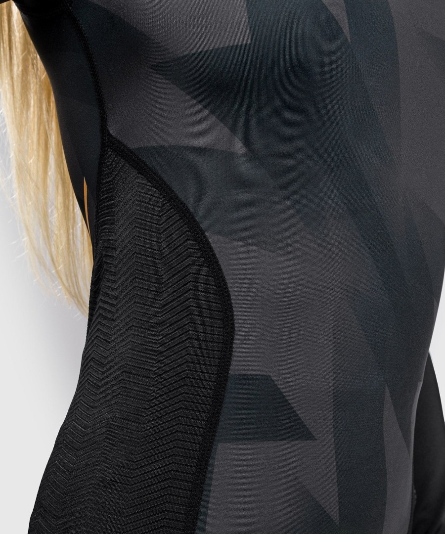 venum razor rashguard – langarm – für damen – schwarzgold