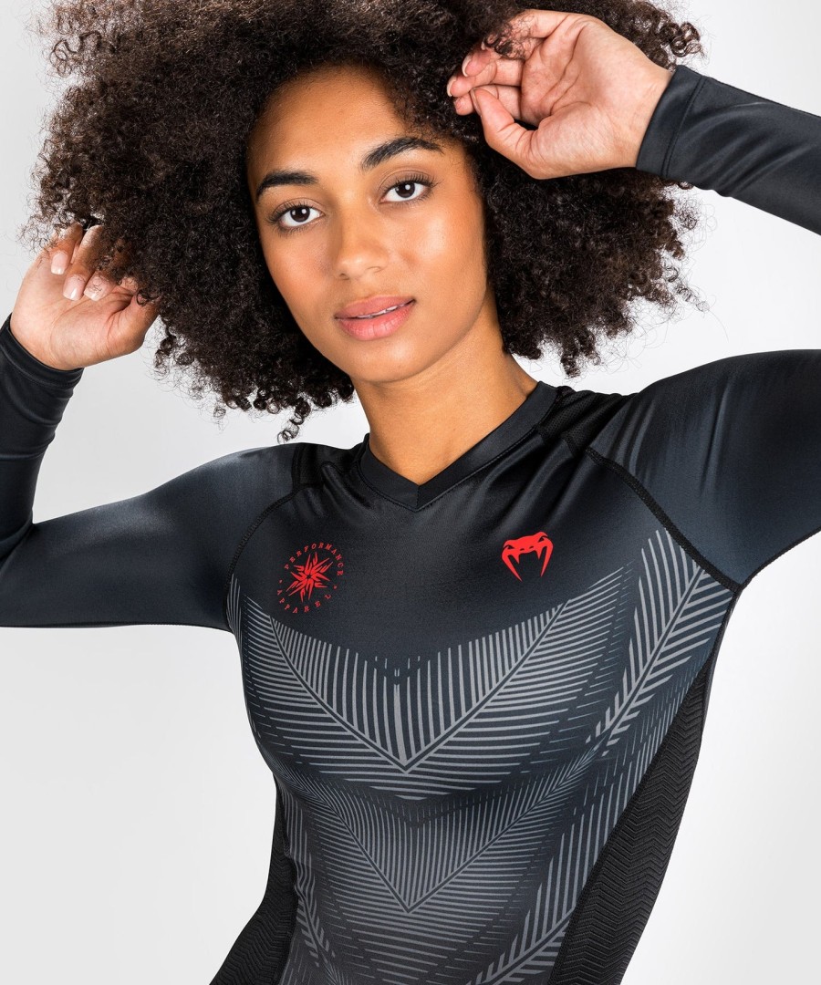 venum phantom rashguard langarm - für damen - schwarzrot