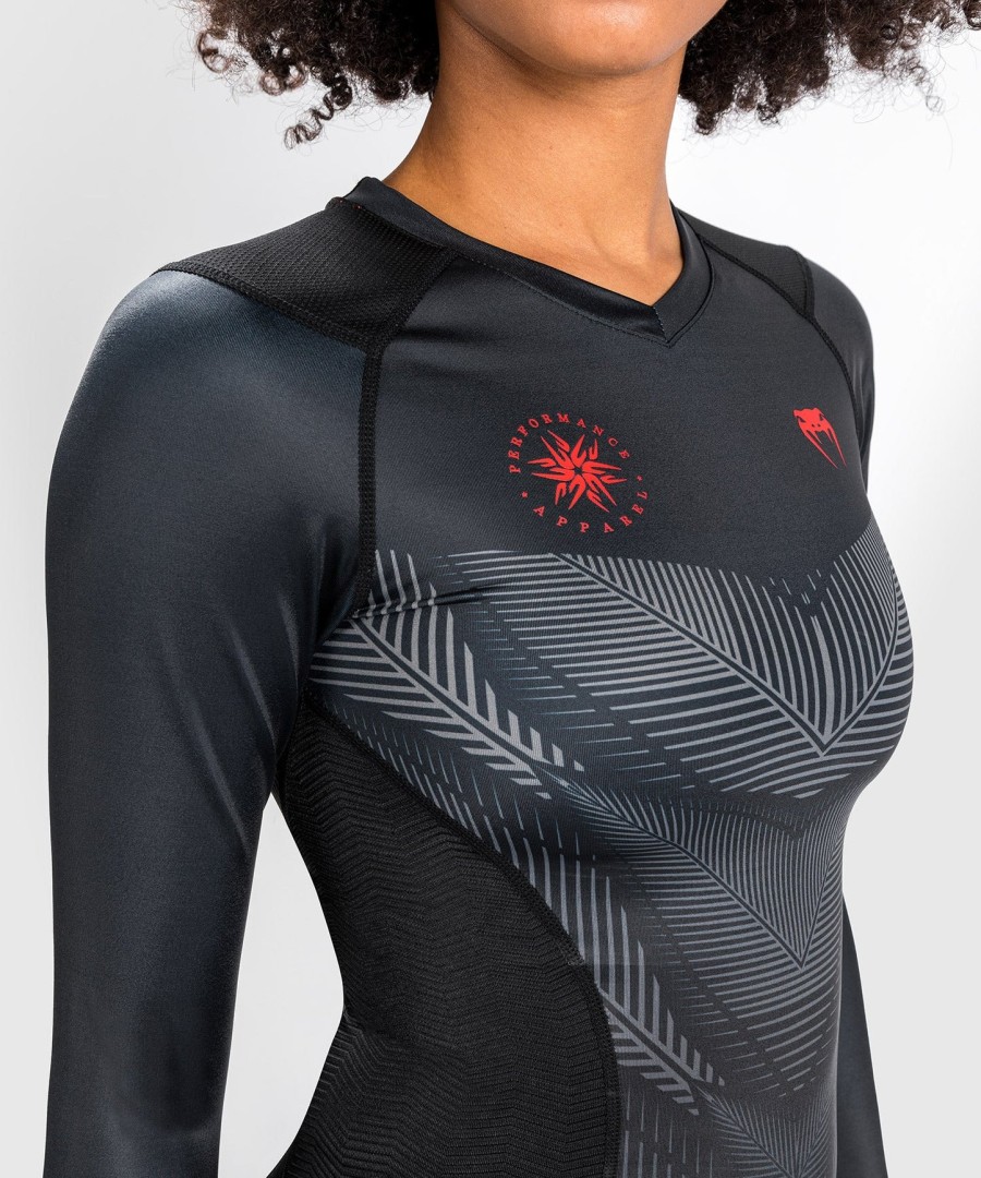 venum phantom rashguard langarm - für damen - schwarzrot