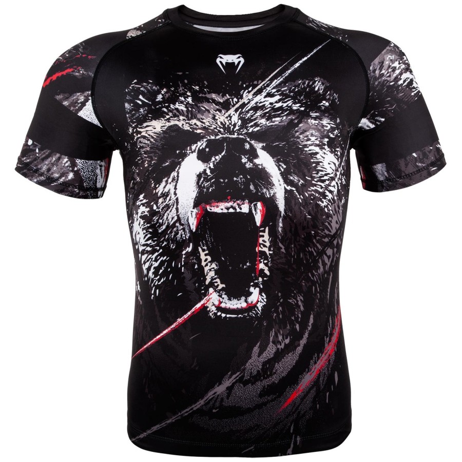 venum grizzli rashguard – kurzarm – schwarzweiß