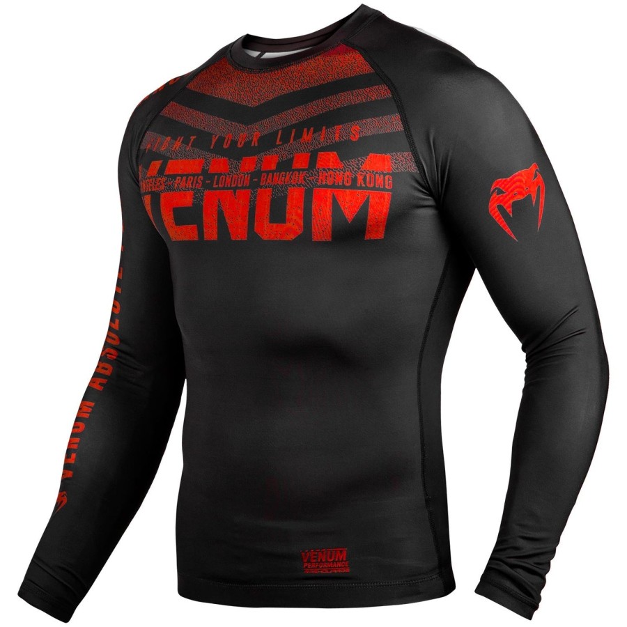 venum signature rashguard – langarm – schwarzrot