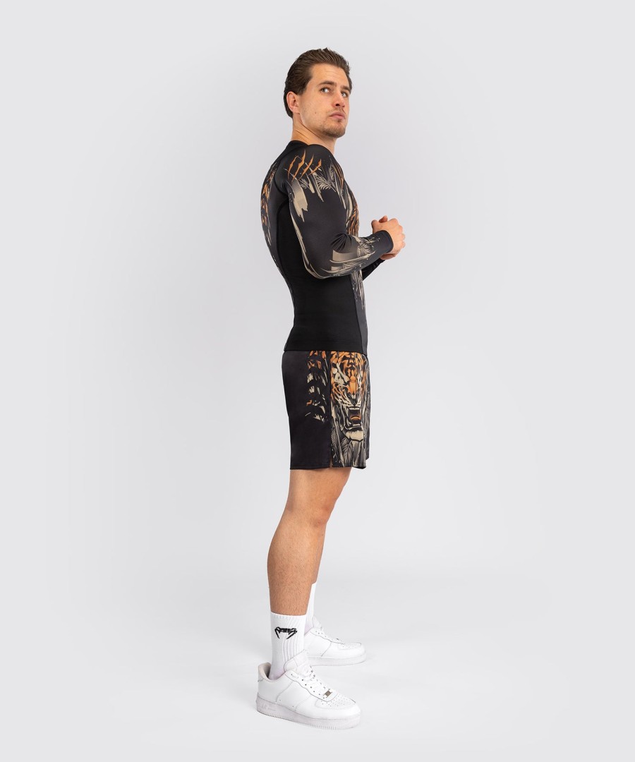 venum tiger herren langarm-rashguard – schwarzneonorange