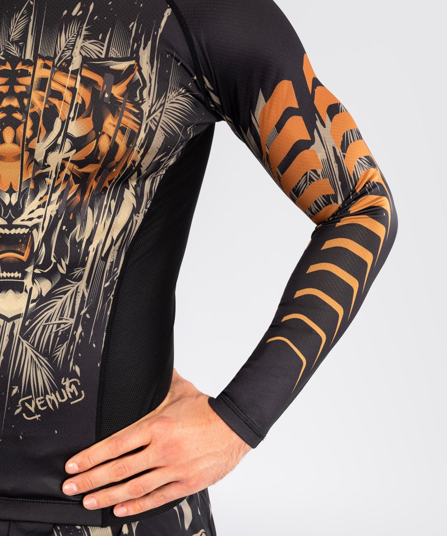 venum tiger herren langarm-rashguard – schwarzneonorange