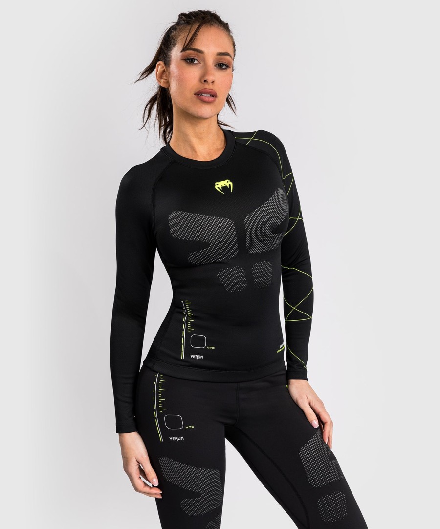 venum training camp 4.0 langarm-rashguard – schwarzneongrün