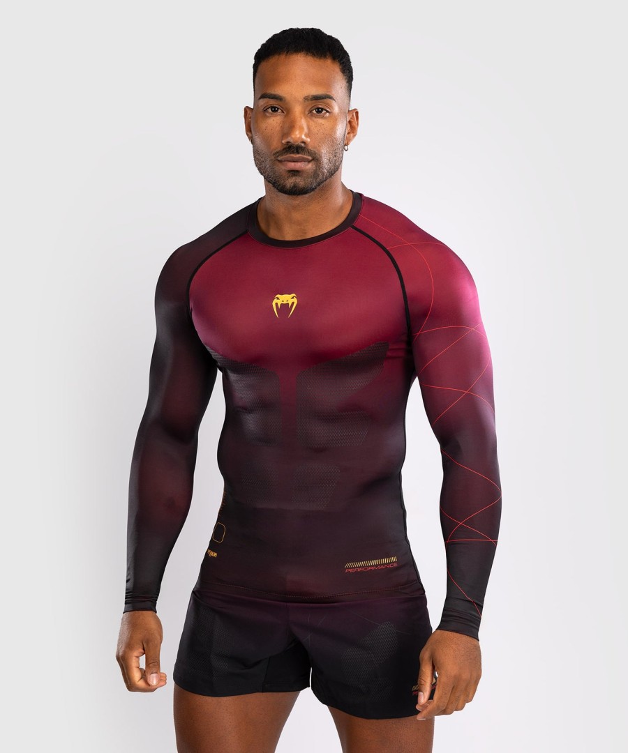 venum tactical xt herren langarm-rashguard – schwarzburgunderrotgold