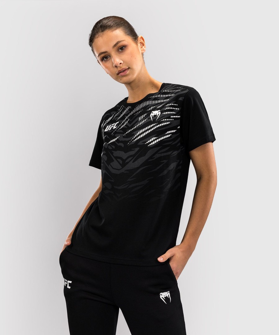 ufc fusion by venum replica damen kurzarm-t-shirt – schwarz