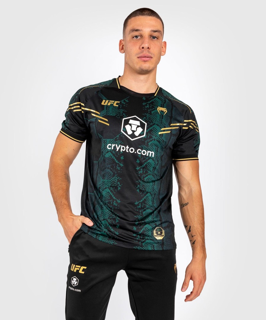 ufc adrenaline by venum authentic fight night herren-trikot – smaragd-edition – grünschwarzgold