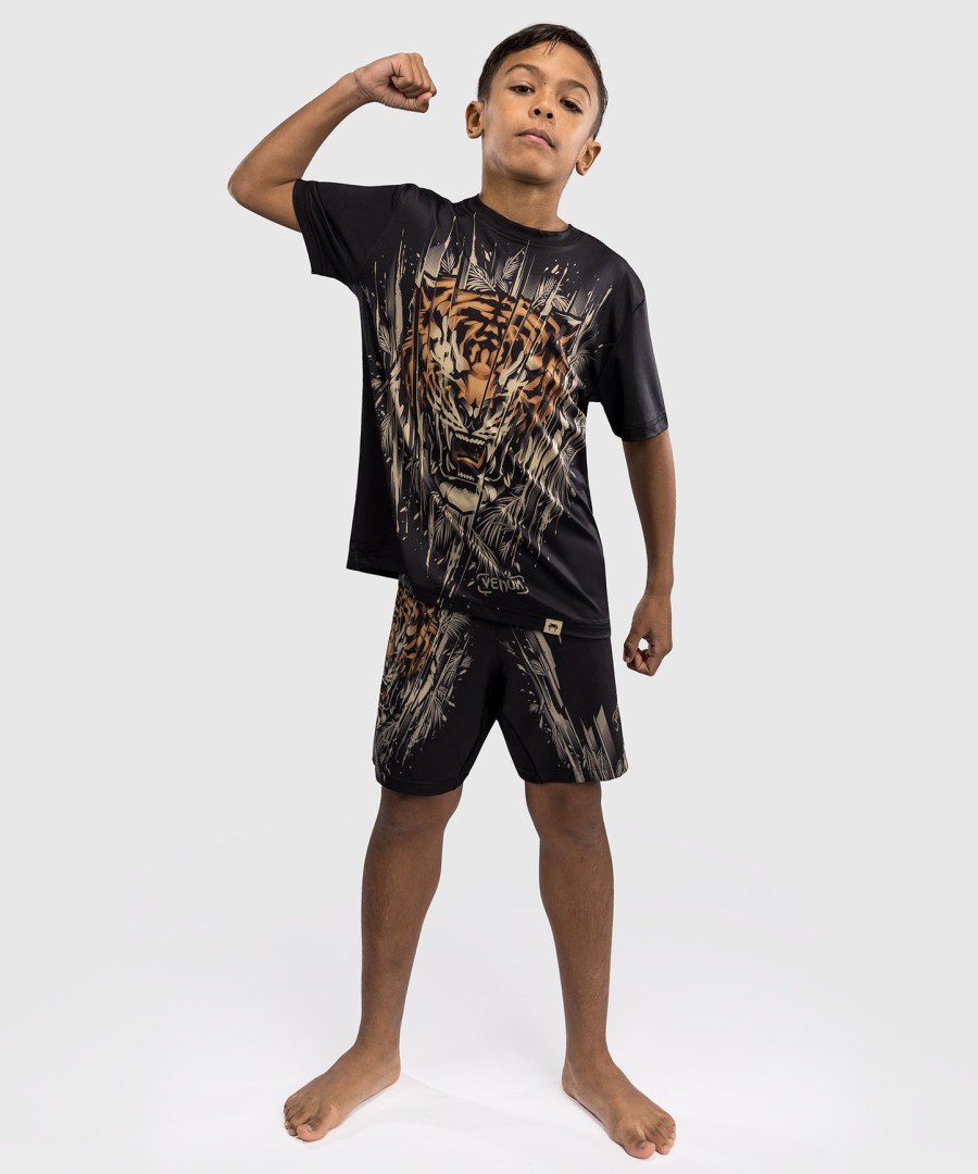 venum tiger kinder dry tech t-shirt - schwarzneonorange