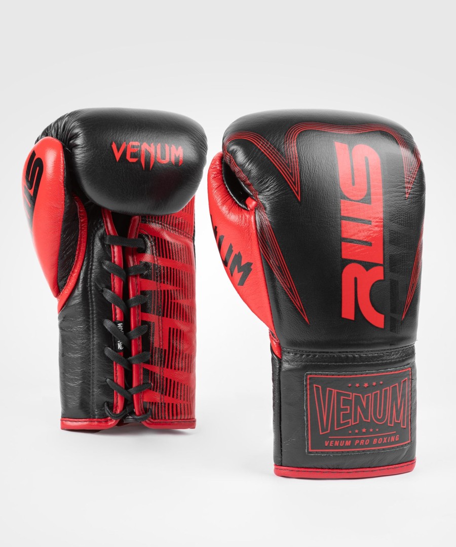 offizielle rws x venum boxhandschuhe mit schnürsenkeln – schwarz