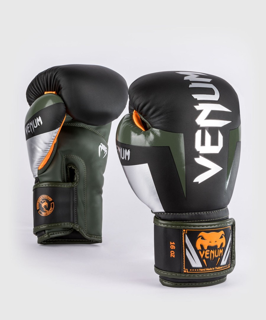 venum elite boxhandschuhe - schwarzsilberkaki