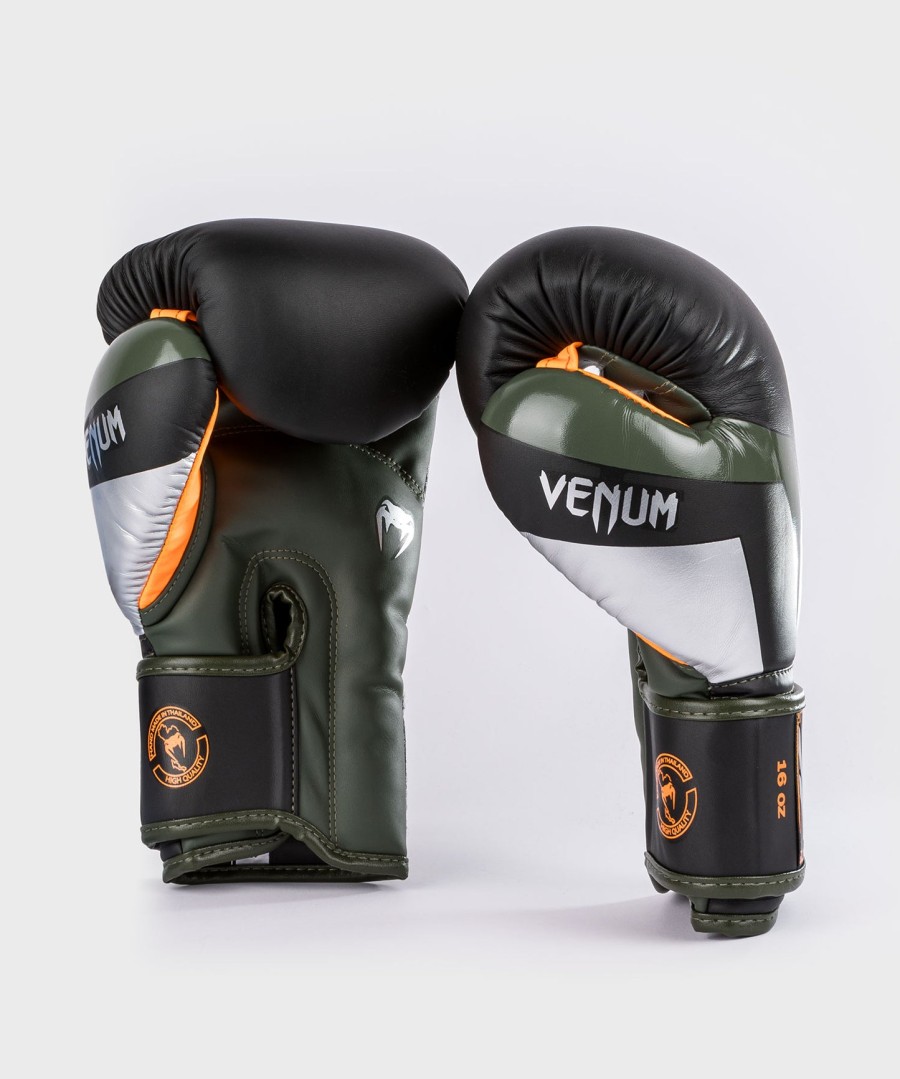 venum elite boxhandschuhe - schwarzsilberkaki
