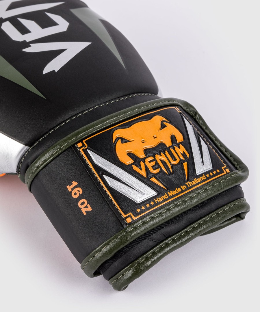 venum elite boxhandschuhe - schwarzsilberkaki