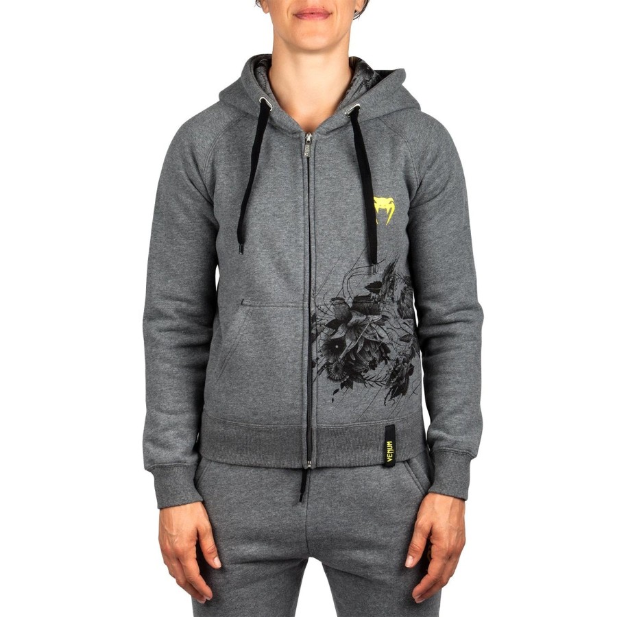 venum hoodie mit blumenmuster – hellgrau – für damen