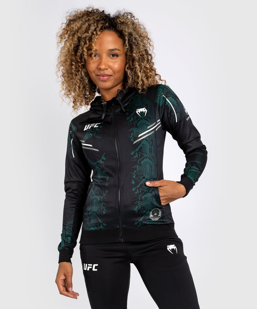 ufc adrenaline by venum authentic fight night damen-einlaufhoodie – smaragdgrüne edition – grünschwarz
