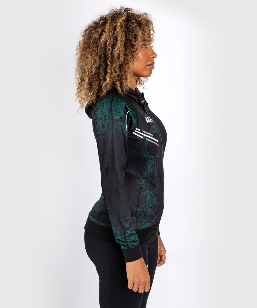 ufc adrenaline by venum authentic fight night damen-einlaufhoodie – smaragdgrüne edition – grünschwarz