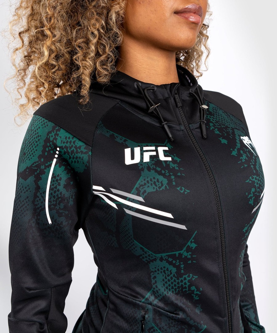 ufc adrenaline by venum authentic fight night damen-einlaufhoodie – smaragdgrüne edition – grünschwarz