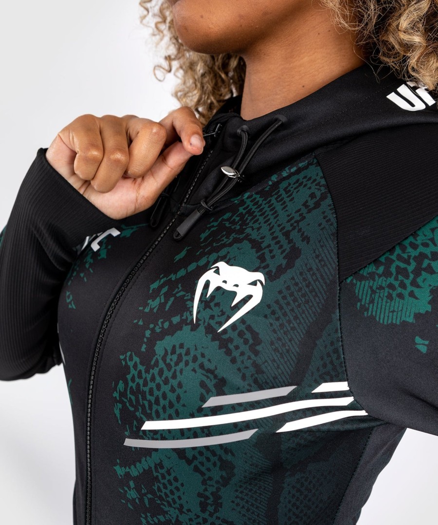 ufc adrenaline by venum authentic fight night damen-einlaufhoodie – smaragdgrüne edition – grünschwarz