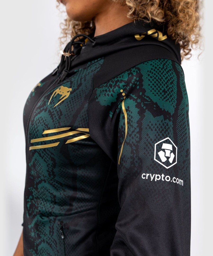 ufc adrenaline by venum authentic fight night damen-einlaufhoodie – smaragd-edition – grünschwarzgold
