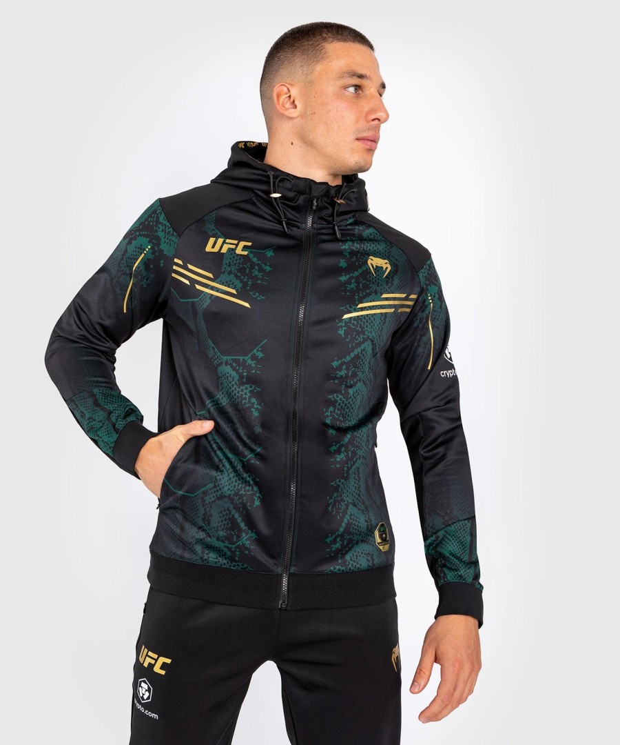 ufc adrenaline by venum authentic fight night herren-einlaufhoodie – smaragd-edition – grünschwarzgold