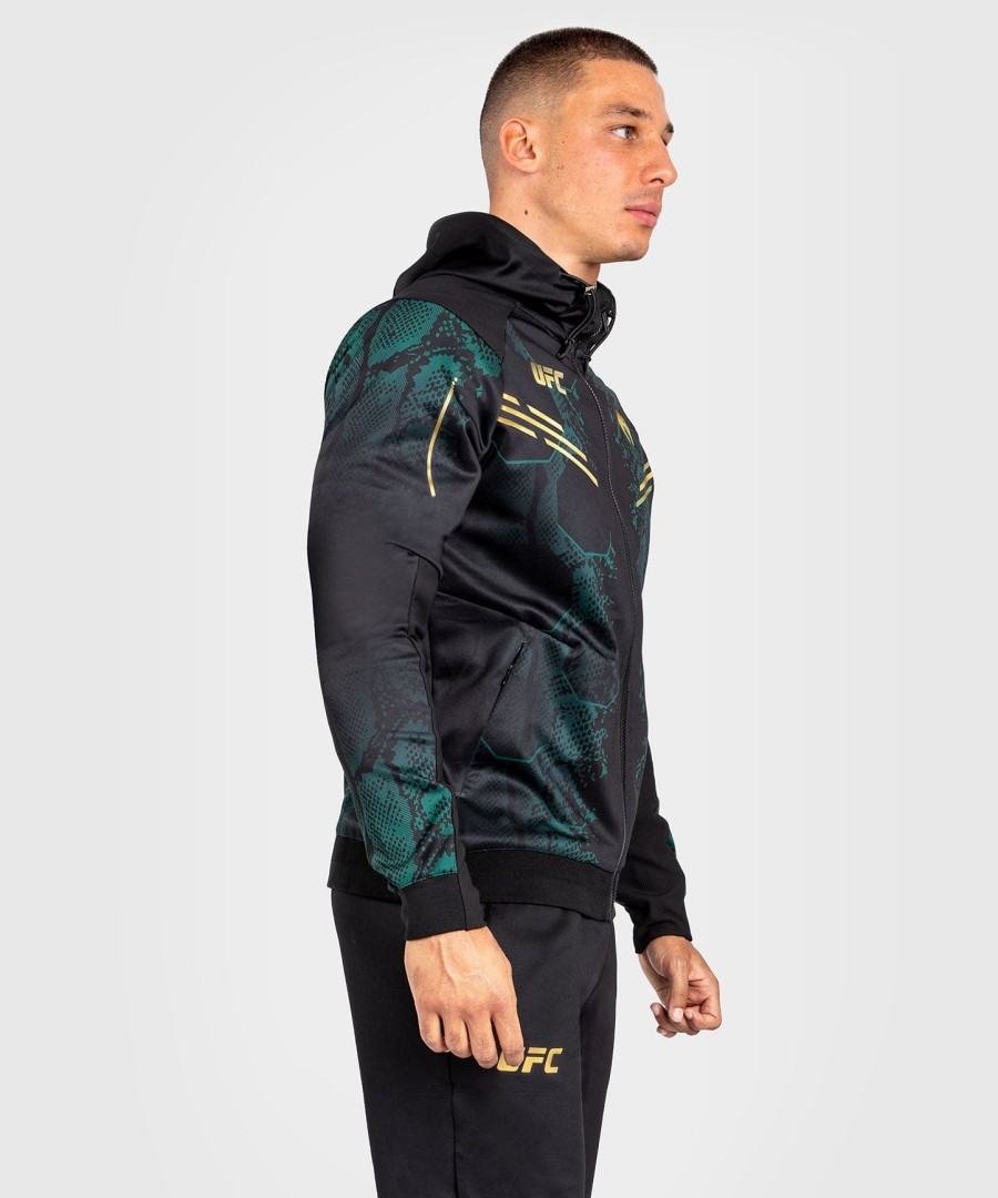 ufc adrenaline by venum authentic fight night herren-einlaufhoodie – smaragd-edition – grünschwarzgold