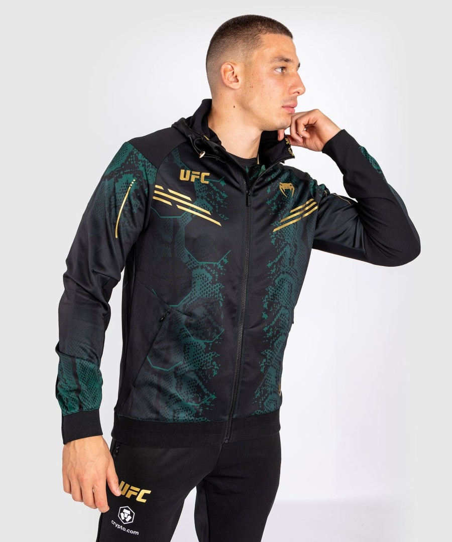 ufc adrenaline by venum authentic fight night herren-einlaufhoodie – smaragd-edition – grünschwarzgold