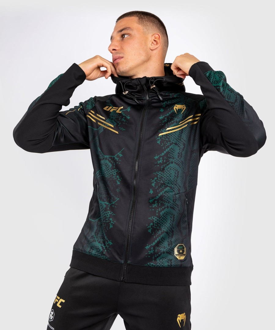 ufc adrenaline by venum authentic fight night herren-einlaufhoodie – smaragd-edition – grünschwarzgold