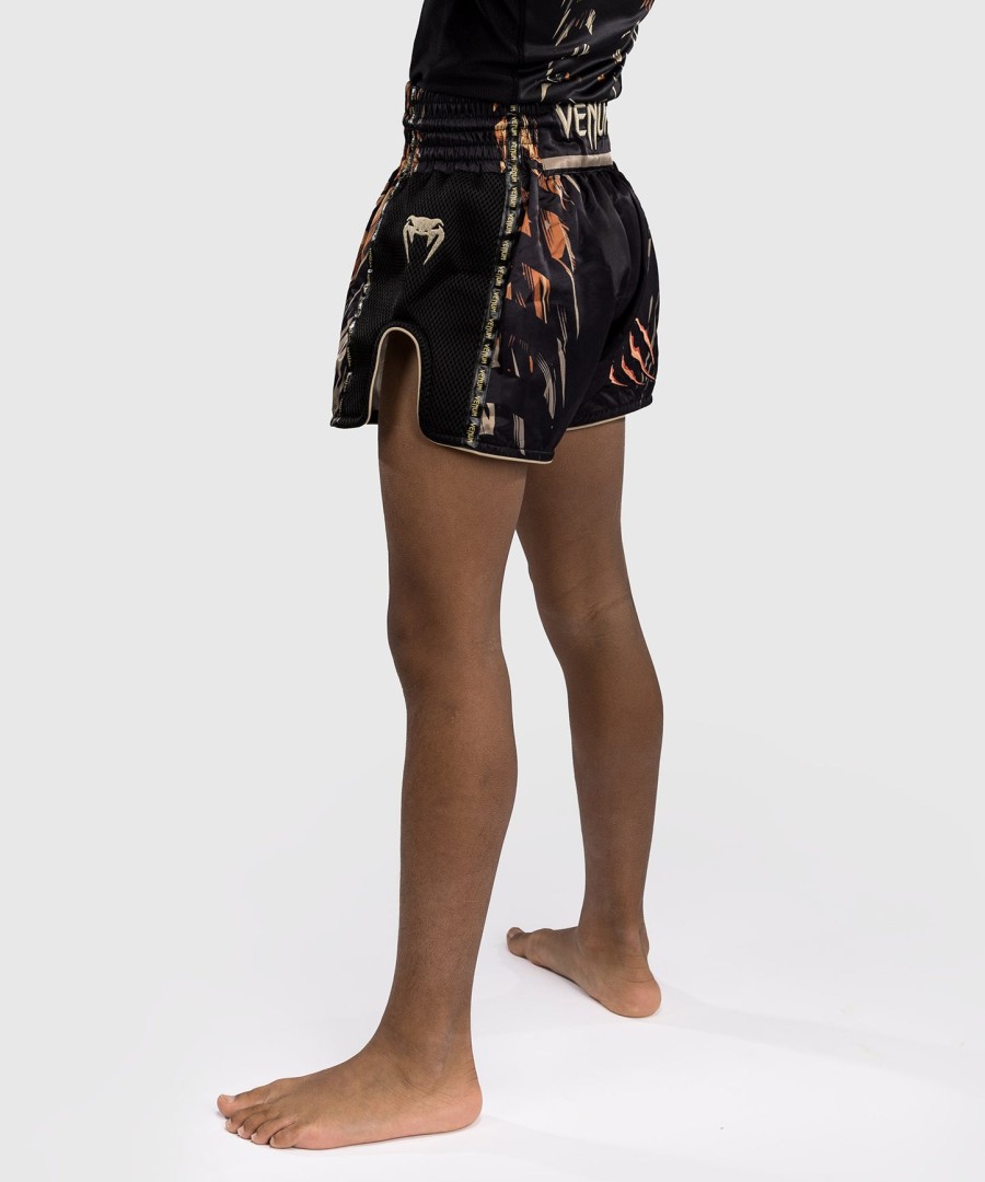 venum tiger kids muay thai shorts - schwarzneonorange
