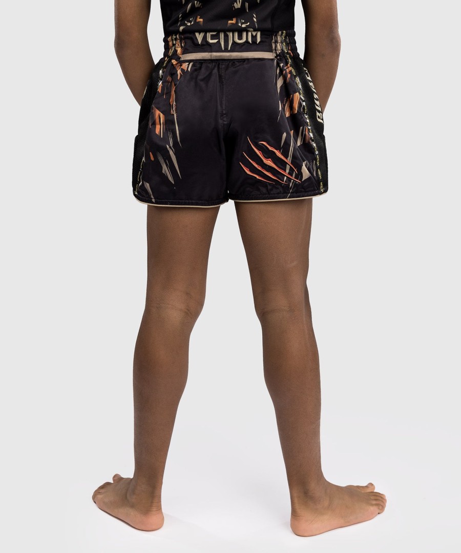 venum tiger kids muay thai shorts - schwarzneonorange
