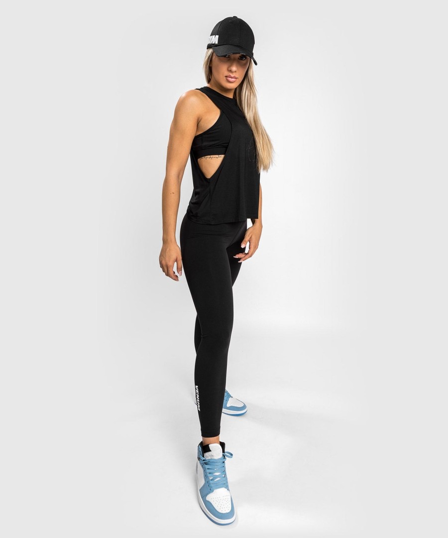 venum essential damen tanktop mit überschnittenen Ärmeln - schwarz